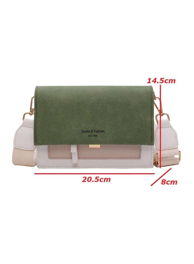 Beauenty Scrub Leather Crossbody Bag Green/White/Beige  - Image 5