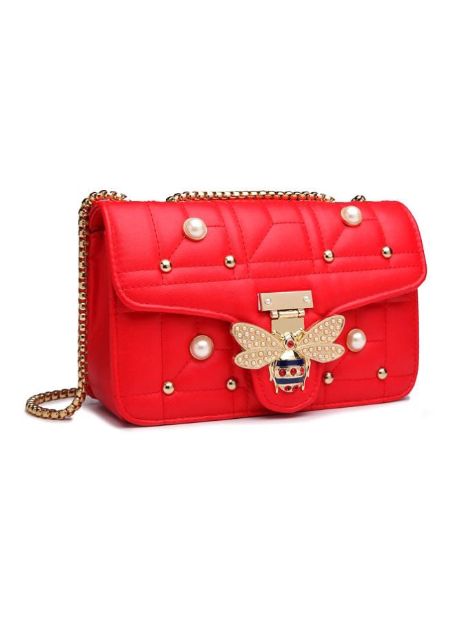 بيوينتي حقيبة كروس من البولي يوريثان أحمر/ذهبي - Image 2