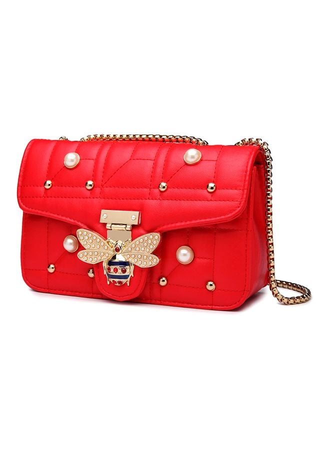 بيوينتي حقيبة كروس من البولي يوريثان أحمر/ذهبي - Image 3