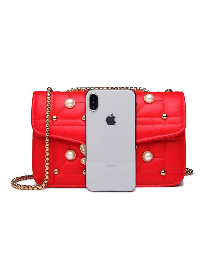 بيوينتي حقيبة كروس من البولي يوريثان أحمر/ذهبي - Image 4