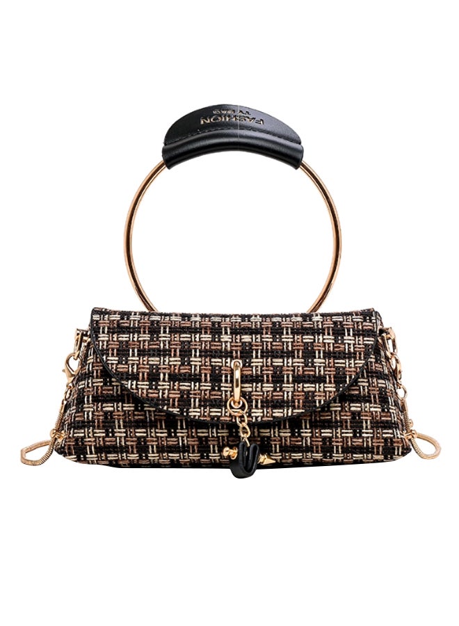 Fashion Ring Shape Handle Casual Handbag Black/Brown/Gold - Image 1