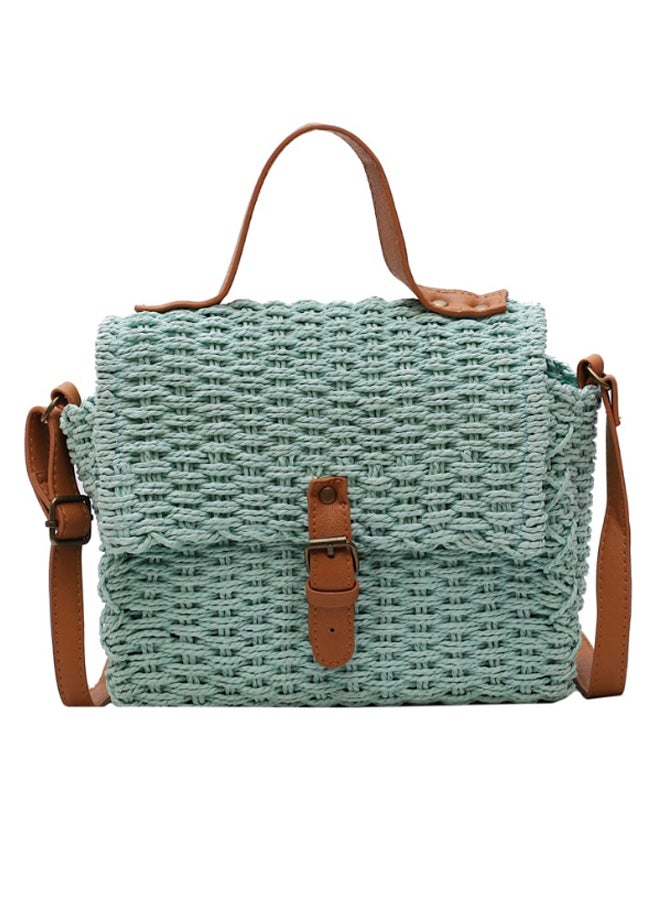 Sweet Ladylike Handmade Weave Design Versatile Handbag Green/Brown
