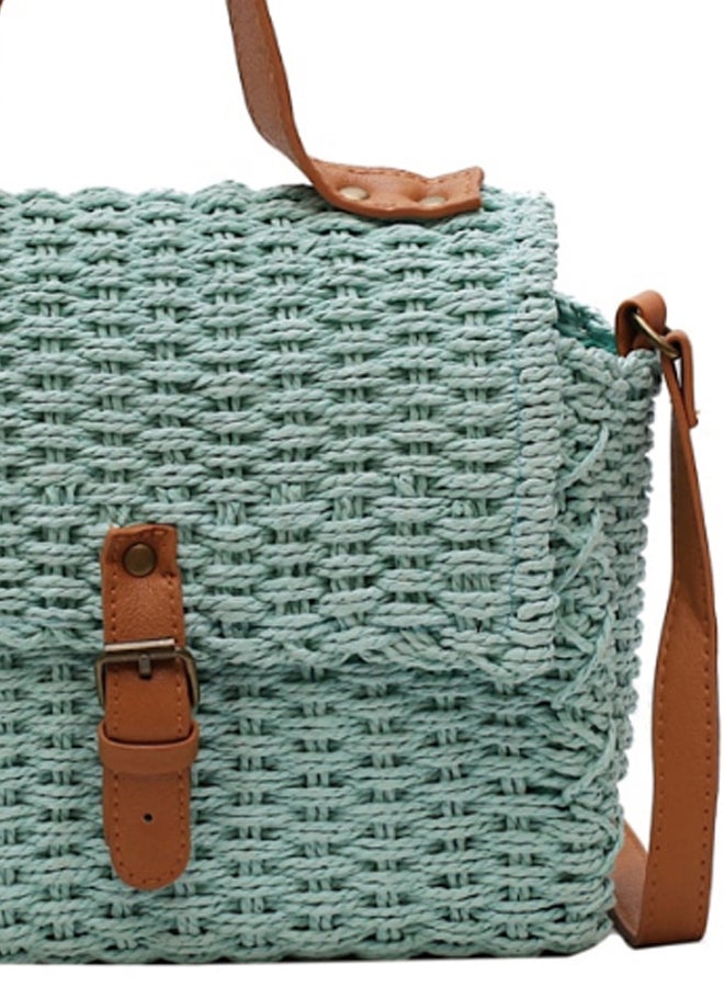 Sweet Ladylike Handmade Weave Design Versatile Handbag Green/Brown