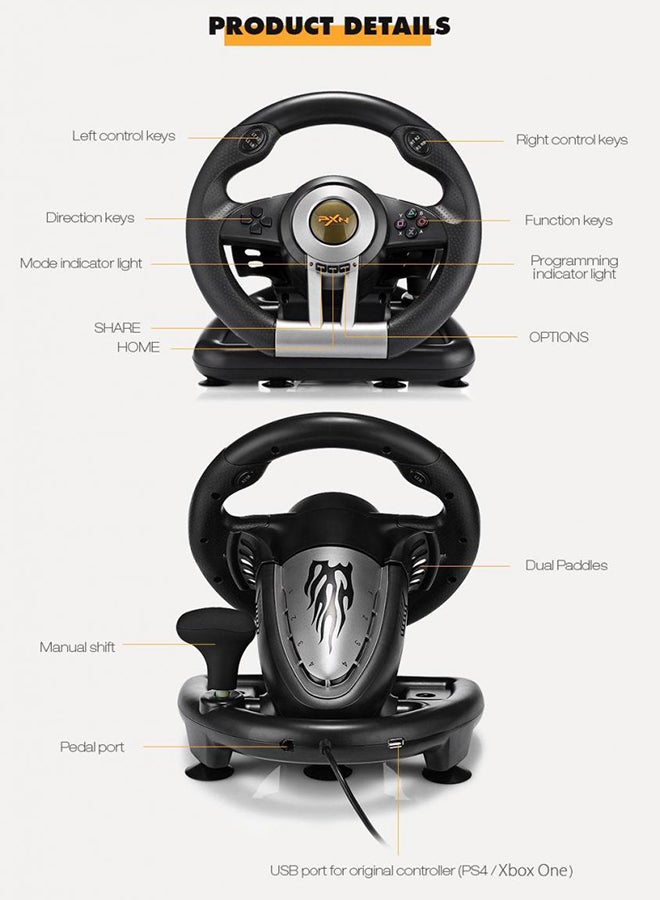 180 Degree Steering Wheel USB Game Controller