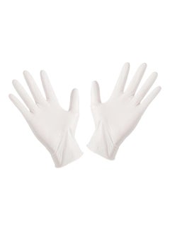 Generic 100-Piece Disposable Latex Hand Gloves Medium White  - Image 1