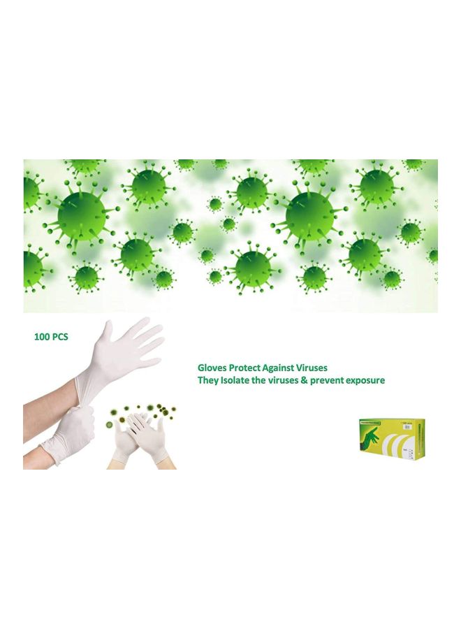 Generic 100-Piece Disposable Latex Hand Gloves Medium White  - Image 2