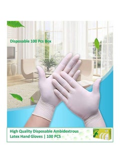 Generic 100-Piece Disposable Latex Hand Gloves Medium White  - Image 3