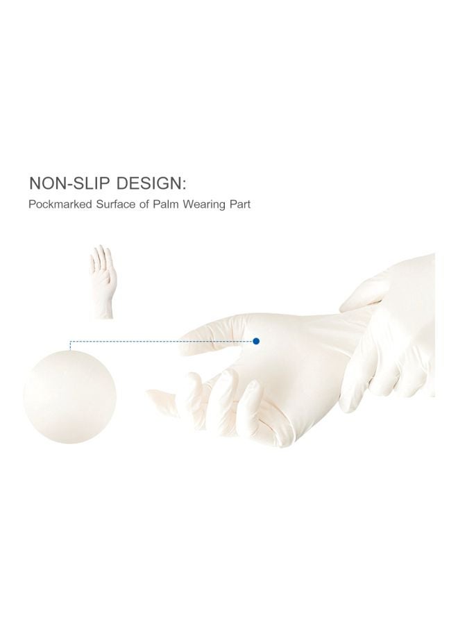 100-Piece Disposable Latex Hand Gloves White 22x6.80x12cm - Image 3