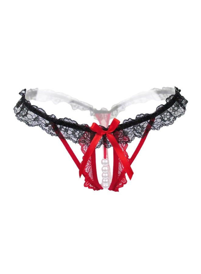 Temptation Thongs Soft Pearl Underwear Black/White/Red - Image 1