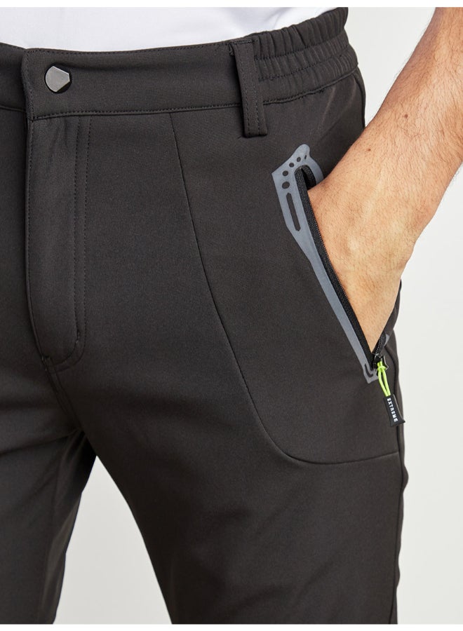 Solid Pattern Sweatpants Black  - Image 3