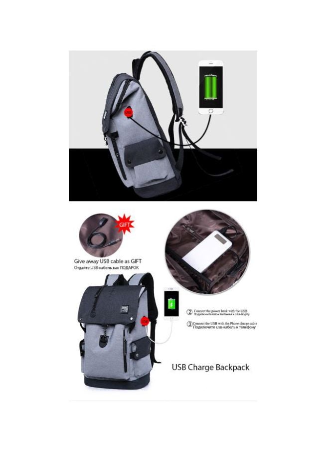 بيوينتي حقيبة ظهر مضادة للسرقة ومزودة بمنفذ USB ومناسبة للابتوب مقاس 15.6 بوصة رمادي/أسود - Image 5