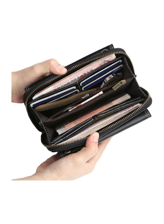 بايلليري محفظة ثنائية الطيات من الجلد مع جيب لحمل الموبايل أسود - Image 2