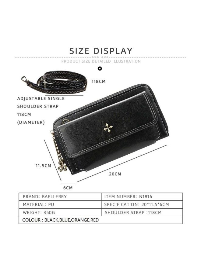 بايلليري محفظة ثنائية الطيات من الجلد مع جيب لحمل الموبايل أسود - Image 3