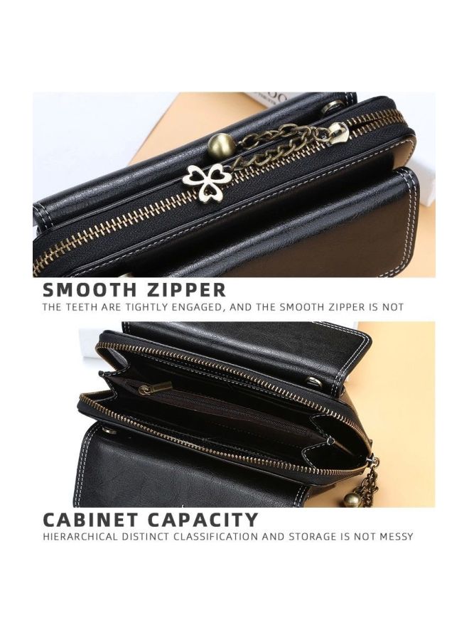 بايلليري محفظة ثنائية الطيات من الجلد مع جيب لحمل الموبايل أسود - Image 4