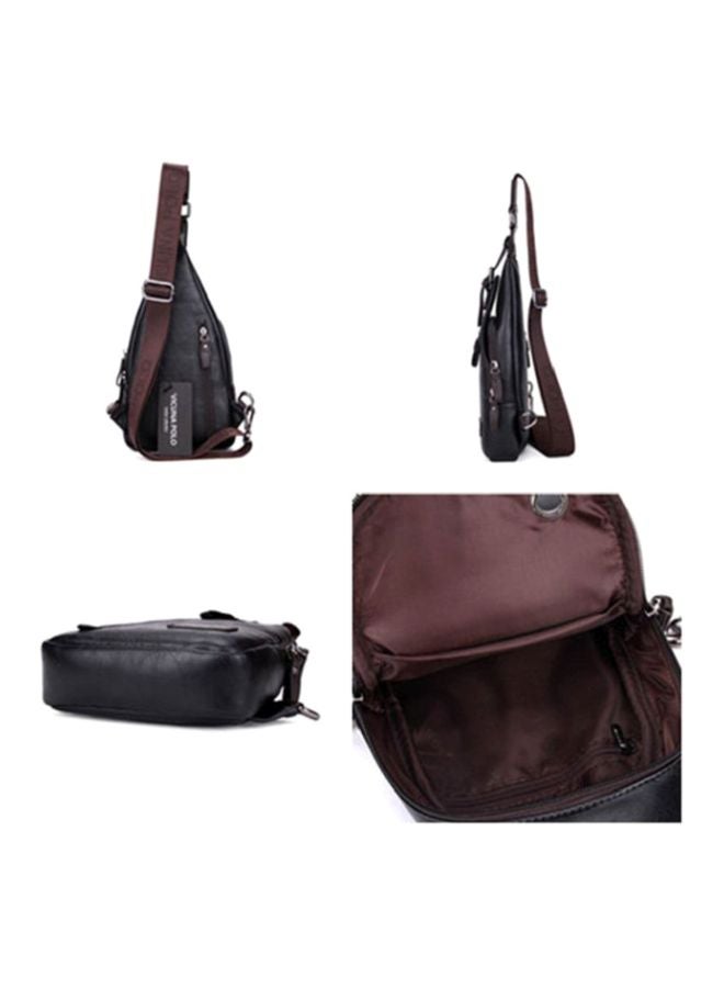 Vicuna Polo Faux Leather Crossbody Bag Black/Brown - Image 2