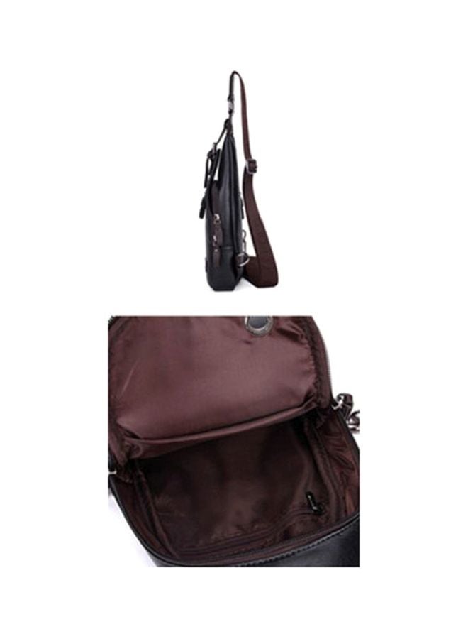 Vicuna Polo Faux Leather Crossbody Bag Black/Brown - Image 3