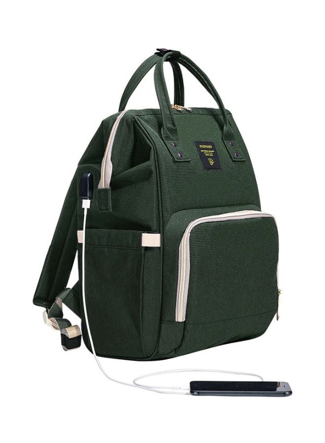 صنفينو حقيبة حفاضات من قماش الكانفاس مزودة بمنفذ USB أخضر زيتوني - Image 3