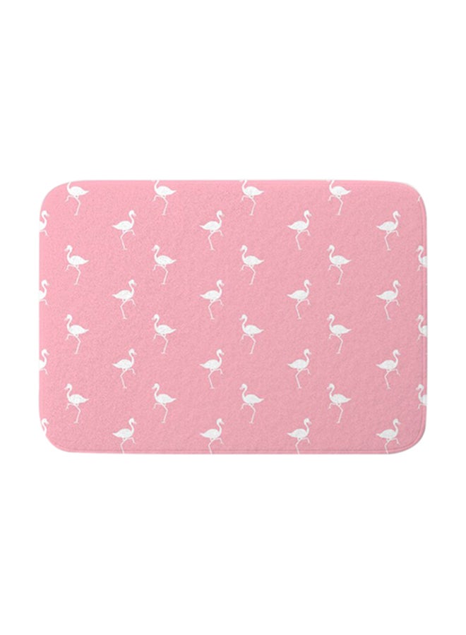Generic Cute Flamingo Printed Anti-Skid Doormat Pink/White 40 x 60cm 