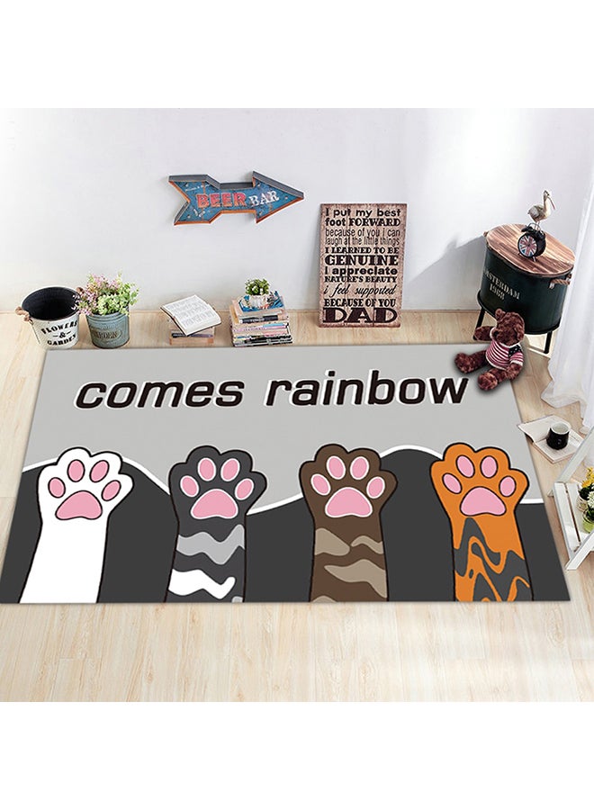 Cat Paw Printed Living Room Carpet Rectangle Fiber Multicolour 50 x 80cm