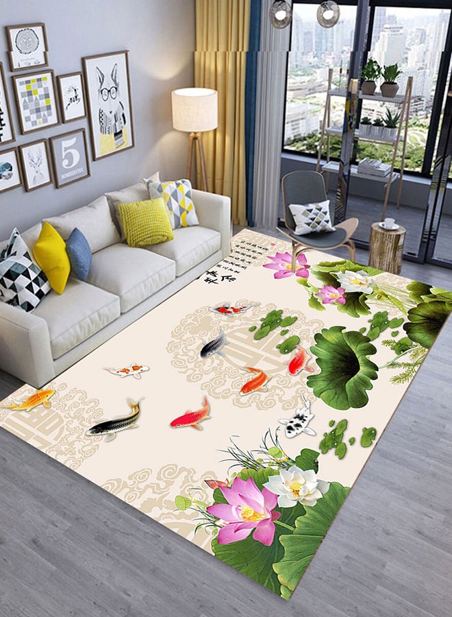 3D Lotus Flower Pattern Living Room Mat Multicolour 60 x 90cm 