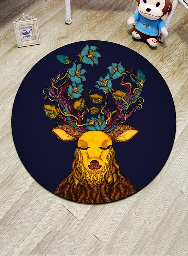 بساط أرضية دائري بنقشة غزال غير مألوف متعدد الألوان 40 x 40سم