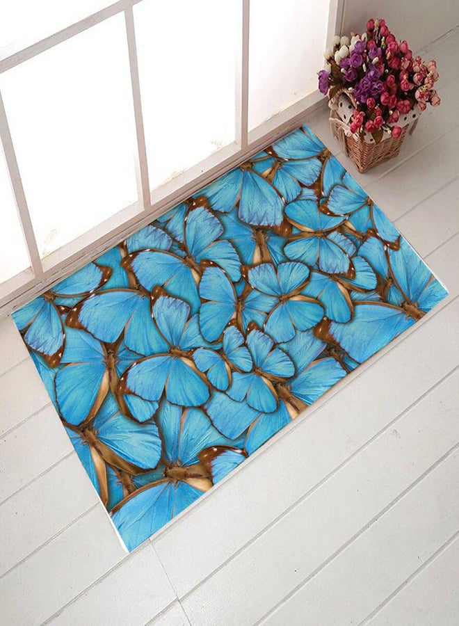 Generic Vintage Butterfly Anti-Skid Doormat Blue/Brown 40 x 60cm 