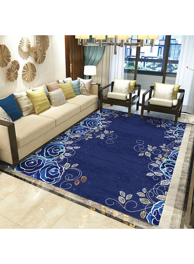 بساط أرض، لغرفة المعيشة، ضد الانزلاق بنقشة الورد أزرق/أبيض/بني 50 x 80سم 