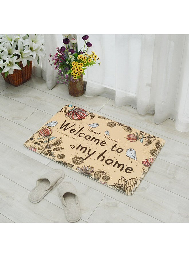 Welcome To My Home Printed Anti-Slip Doormat Beige/Brown/White 40 x 60cm