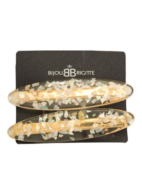 1-Pair Classic Design Hair Clip Clear/Gold