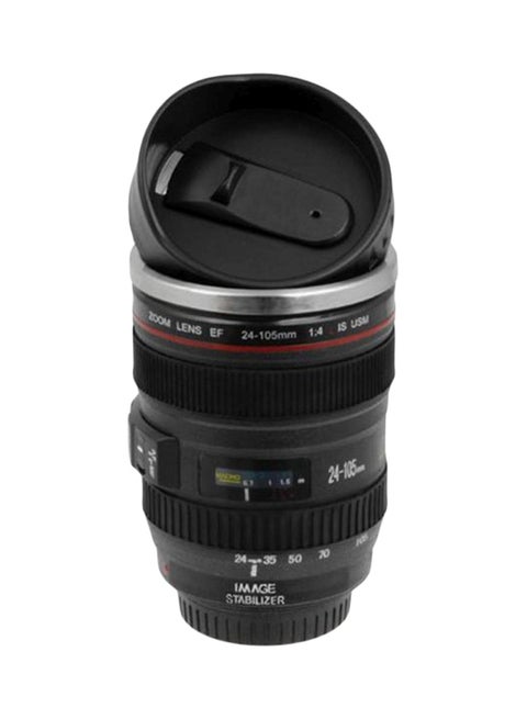 Camera Lens Shaped Thermos Coffee Mug With Lid Black 105ml