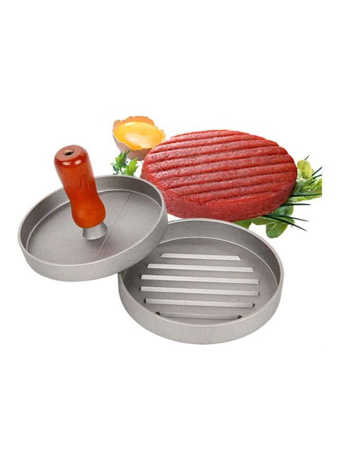 سينو جوديز مِكبَس برجر من الألومنيوم مُزوّد بمقبض خشبي فضي / أحمر 34.8سم - Image 2