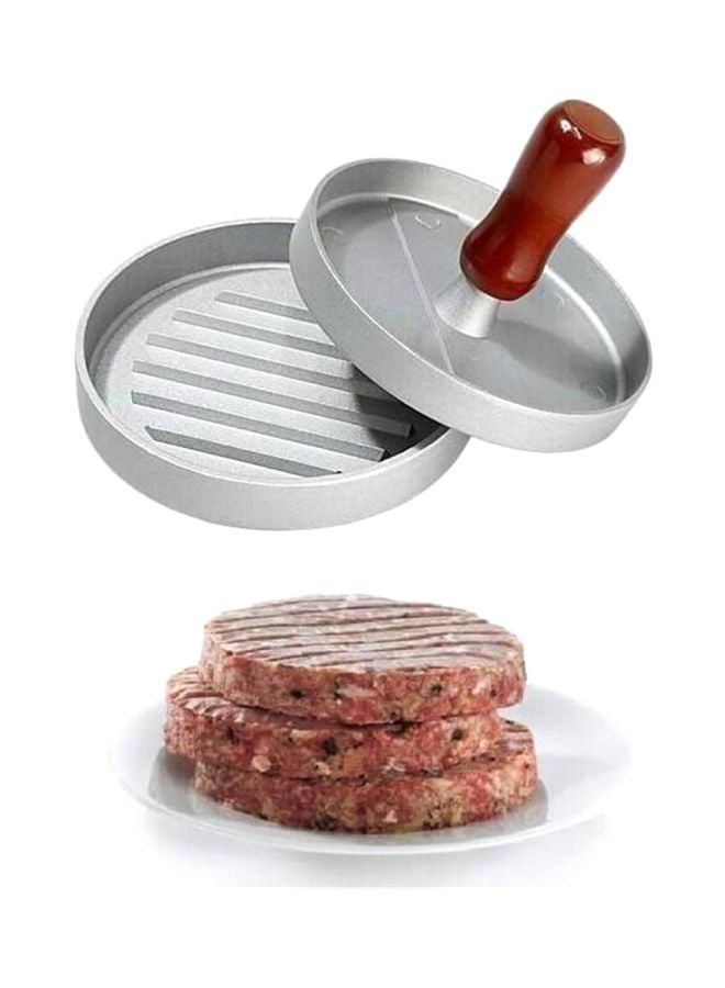 سينو جوديز مِكبَس برجر من الألومنيوم مُزوّد بمقبض خشبي فضي / أحمر 34.8سم - Image 3