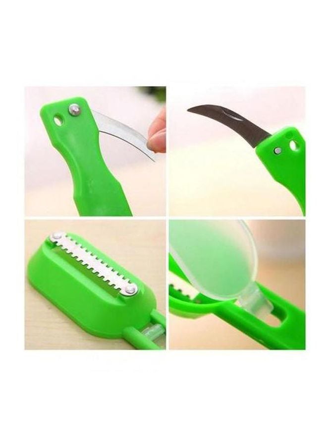 أداة إزالة حراشف السمك مع سكين تقطيع أخضر/فضي 25سم - Image 2