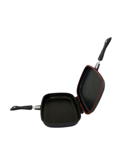 Generic Double Sided Rubber Sealed Grill Pan Black/Silver/Red 36centimeter 