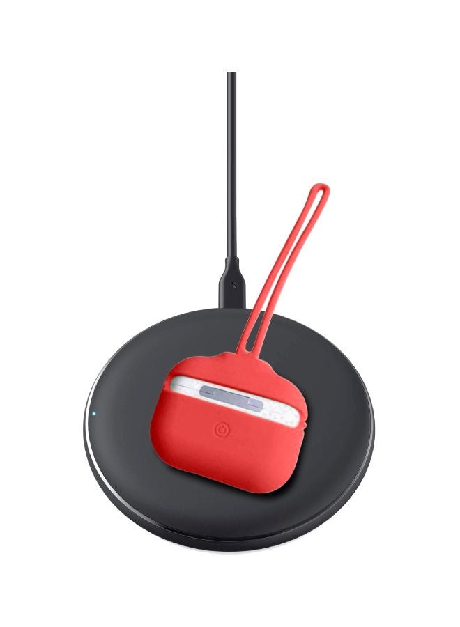 INEIX - Protective Case Cover For Apple AirPods Pro With Hand And Neck Strap Red - Image 1