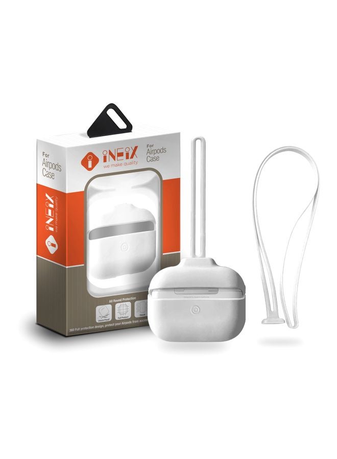 INEIX Silicone Case Cover With Hand And Neck Strap For Apple AirPods Pro White  - Image 2