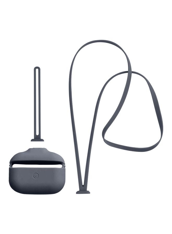 INEIX Silicone Case Cover With Hand And Neck Strap For Apple AirPods Pro Dark Grey  - Image 1
