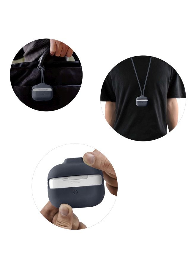 INEIX Silicone Case Cover With Hand And Neck Strap For Apple AirPods Pro Dark Grey  - Image 3