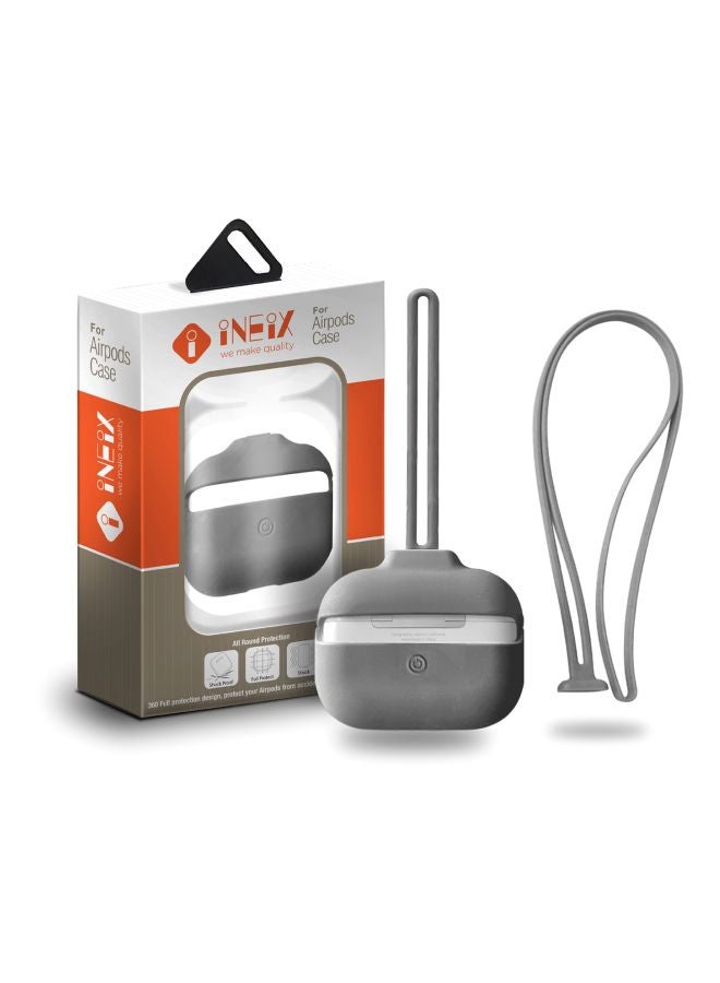 INEIX 3-Piece Protective Case Cover With Strap Kit For Apple AirPods Pro Grey - Image 2