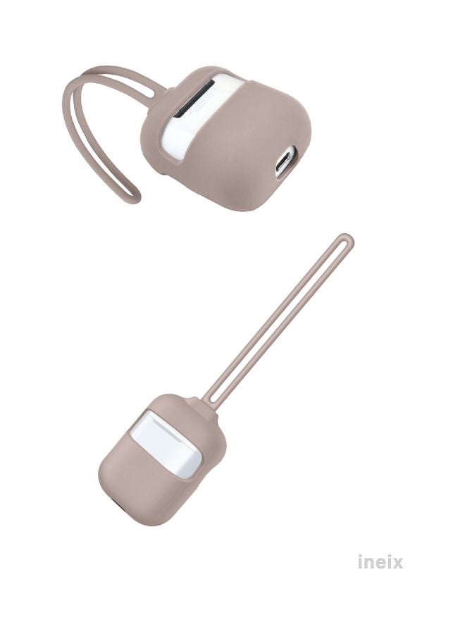 3-Piece Protective Case With Strap For Apple AirPods Stone