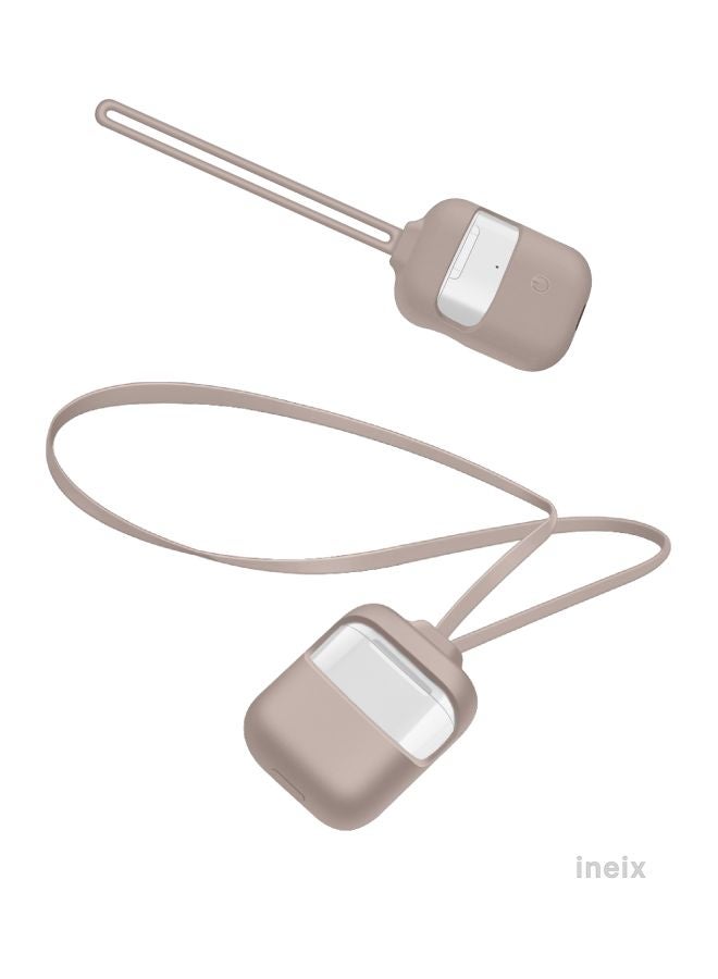 3-Piece Protective Case With Strap For Apple AirPods Stone