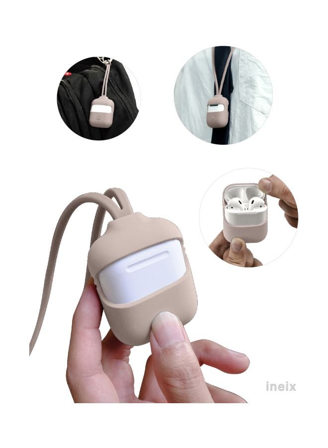 3-Piece Protective Case With Strap For Apple AirPods Stone