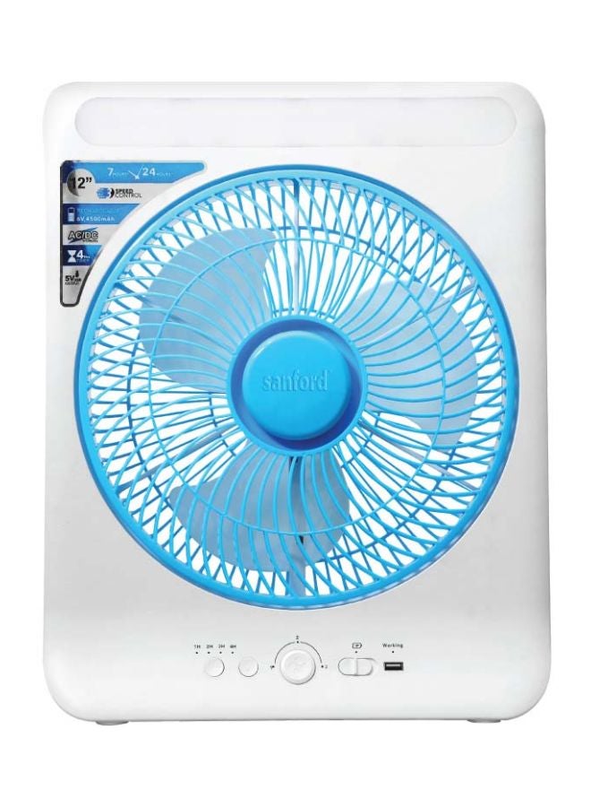 Sanford - Rechargeable Electric Box Fan SF919BFN White/Blue - Image 1