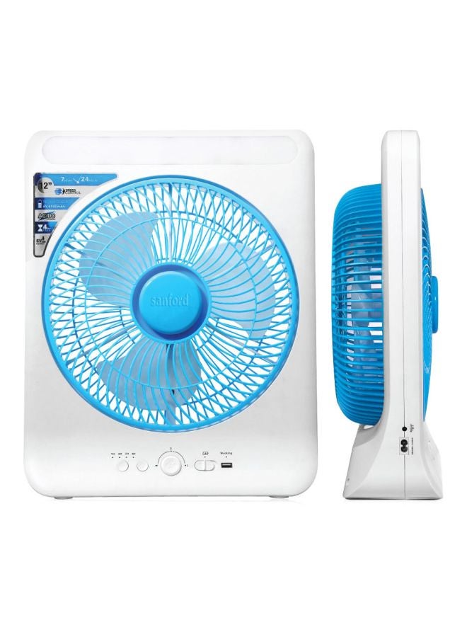 Sanford - Rechargeable Electric Box Fan SF919BFN White/Blue - Image 1