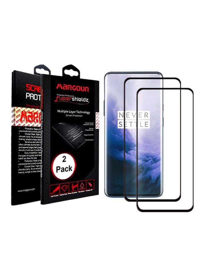 MARGOUN Pack Of 2 Tempered Glass Screen Protector For OnePlus 7 Pro Black/Clear - Image 2