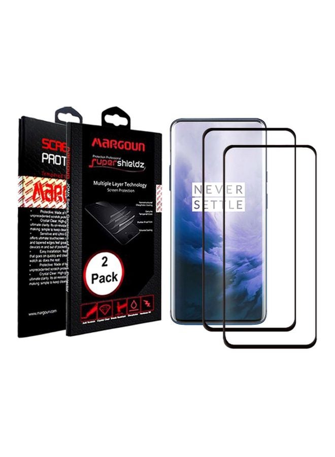 MARGOUN Pack Of 2 Tempered Glass Screen Protector For OnePlus 7 Pro Black/Clear - Image 2