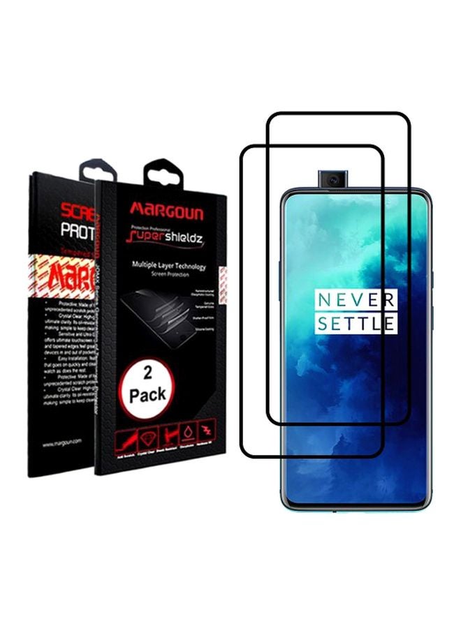 MARGOUN Pack Of 2 Tempered Glass Screen Protector For OnePlus 7T Pro Black/Clear - Image 2