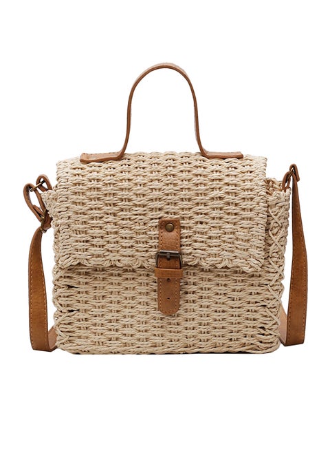 Handmade Weave Design Crossbody Bag Brown