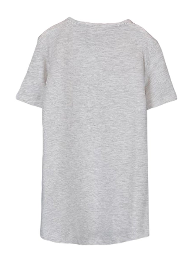 ال سي وايكيكي تيشيرت بأكمام قصيرة وفتحة رقبة مستديرة رمادي/أسود - Image 2