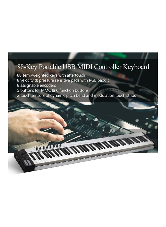WORLDE - Blue Whale 88-Key Midi Controller Keyboard With USB Cable - Image 1